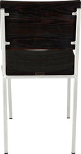 Load image into Gallery viewer, Gloss white metal chair with black stain ash wood made in UK - back view square frame