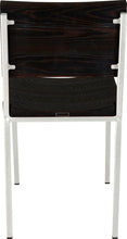 Load image into Gallery viewer, Gloss white metal chair with black stain ash wood made in UK - back view square frame