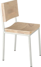 Load image into Gallery viewer, Gloss white metal chair with whitewash stain ash wood made in UK - angle view square frame