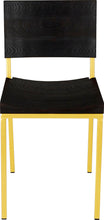 Load image into Gallery viewer, Yellow metal chair with black stain ash wood made in UK - front view square frame