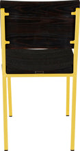 Load image into Gallery viewer, Yellow metal chair with black stain ash wood made in UK - back view square frame