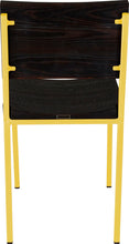 Load image into Gallery viewer, Yellow metal chair with black stain ash wood made in UK - back view square frame
