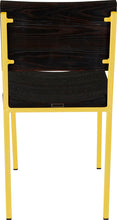 Load image into Gallery viewer, Yellow metal chair with black stain ash wood made in UK - back view square frame