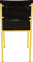 Load image into Gallery viewer, Yellow metal chair with black stain ash wood made in UK - back view square frame