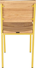 Load image into Gallery viewer, Yellow metal chair with natural stain ash wood made in UK - back view square frame