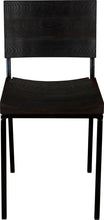 Load image into Gallery viewer, Black metal chair with black stain ash wood made in UK - front view square frame