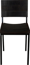Load image into Gallery viewer, Black metal chair with black stain ash wood made in UK - front view square frame