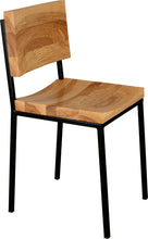 Load image into Gallery viewer, Black metal chair with natural stain ash wood made in UK - angle view square frame