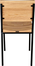 Load image into Gallery viewer, Black metal chair with natural stain ash wood made in UK - back view square frame