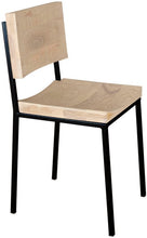 Load image into Gallery viewer, Black metal chair with whitewash stain ash wood made in UK - angle view square frame