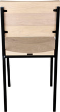 Load image into Gallery viewer, Black metal chair with whitewash stain ash wood made in UK - back view square frame