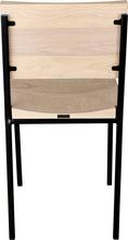 Load image into Gallery viewer, Black metal chair with whitewash stain ash wood made in UK - back view square frame