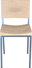 Load image into Gallery viewer, Shaker blue metal chair with whitewash stain ash wood made in UK - front view square frame