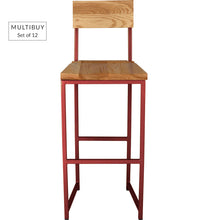 Load image into Gallery viewer, MULTIBUY – Set of 12 Bar Stools with Back – Square Frame