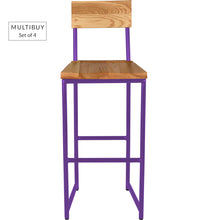 Load image into Gallery viewer, MULTIBUY – Set of 4 Bar Stools with Back – Round Frame