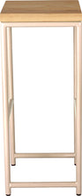 Load image into Gallery viewer, Off white metal stool with natural stain ash wood made in UK - side view round frame