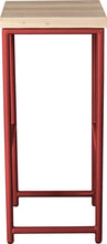 Load image into Gallery viewer, Crimson red metal stool with whitewash stain ash wood made in UK - side view round frame