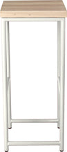 Load image into Gallery viewer, Gloss white metal stool with whitewash stain ash wood made in UK - side view round frame