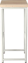 Load image into Gallery viewer, Gloss white metal stool with whitewash stain ash wood made in UK - side view round frame