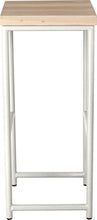 Load image into Gallery viewer, Gloss white metal stool with whitewash stain ash wood made in UK - side view round frame