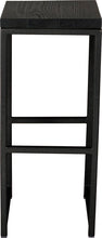 Load image into Gallery viewer, Gloss black metal stool with black stain ash wood made in UK - front view square frame