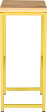 Load image into Gallery viewer, Yellow metal stool with natural stain ash wood made in UK - side view square frame