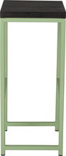 Load image into Gallery viewer, Sage green metal stool with black stain ash wood made in UK - side view square frame