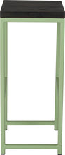 Load image into Gallery viewer, Sage green metal stool with black stain ash wood made in UK - side view square frame