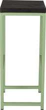 Load image into Gallery viewer, Sage green metal stool with black stain ash wood made in UK - side view square frame