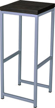 Load image into Gallery viewer, Shaker blue metal stool with black stain ash wood made in UK - angle view square frame
