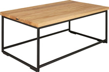 Load image into Gallery viewer, Gloss black metal table with natural stain ash wood made in UK - angle view round frame