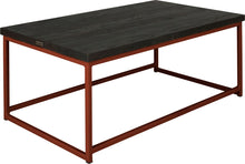 Load image into Gallery viewer, Copper metal table with black stain ash wood made in UK - angle view square frame