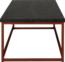 Load image into Gallery viewer, Copper metal table with black stain ash wood made in UK - side view square frame