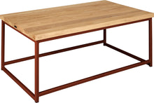 Load image into Gallery viewer, Copper metal table with natural stain ash wood made in UK - angle view square frame