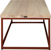 Load image into Gallery viewer, Copper metal table with whitewash stain ash wood made in UK - side view square frame