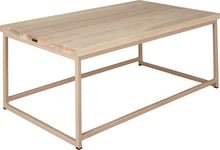 Load image into Gallery viewer, Off white metal table with whitewash stain ash wood made in UK - angle view square frame