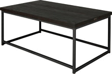 Load image into Gallery viewer, Gloss black metal table with black stain ash wood made in UK - back side view square frame