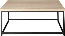 Load image into Gallery viewer, Gloss black metal table with whitewash stain ash wood made in UK - front view square frame
