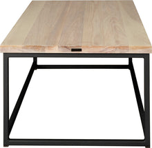 Load image into Gallery viewer, Gloss black metal table with whitewash stain ash wood made in UK - side view square frame