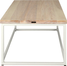 Load image into Gallery viewer, Gloss white metal table with whitewash stain ash wood made in UK - side view square frame