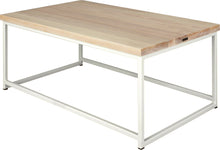 Load image into Gallery viewer, Gloss white metal table with whitewash stain ash wood made in UK - back side view square frame