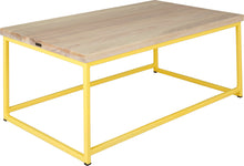 Load image into Gallery viewer, Yellow metal table with whitewash stain ash wood made in UK - angle view square frame