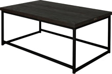 Load image into Gallery viewer, Black metal table with black stain ash wood made in UK - back side view square frame