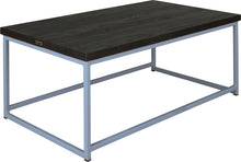 Load image into Gallery viewer, Shaker blue metal table with black stain ash wood made in UK - angle view square frame