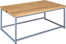 Load image into Gallery viewer, Shaker blue metal table with natural stain ash wood made in UK - angle view square frame