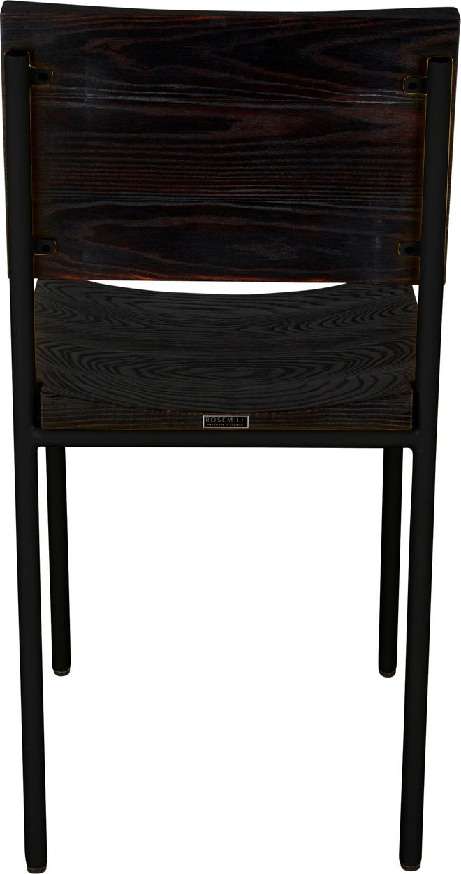 Black metal with black stain ash wood made in UK - back view round frame