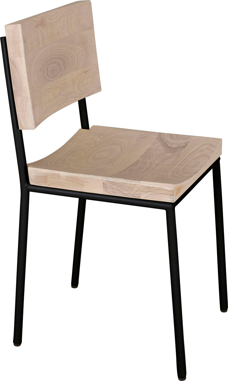 Black metal with whitewash stain ash wood made in UK - angle view round frame