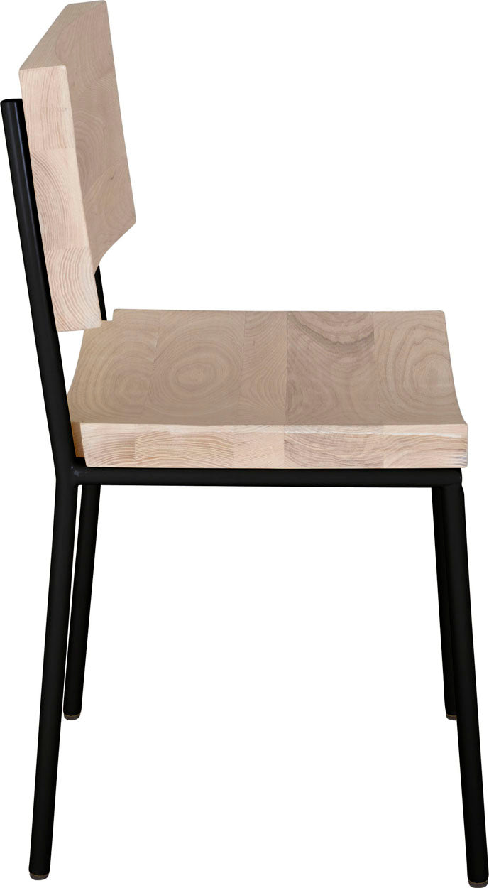 Black metal with whitewash stain ash wood made in UK - side view round frame