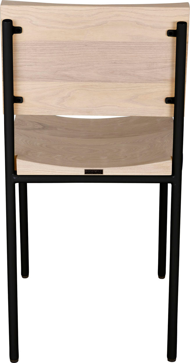 Black metal with whitewash stain ash wood made in UK - back view round frame