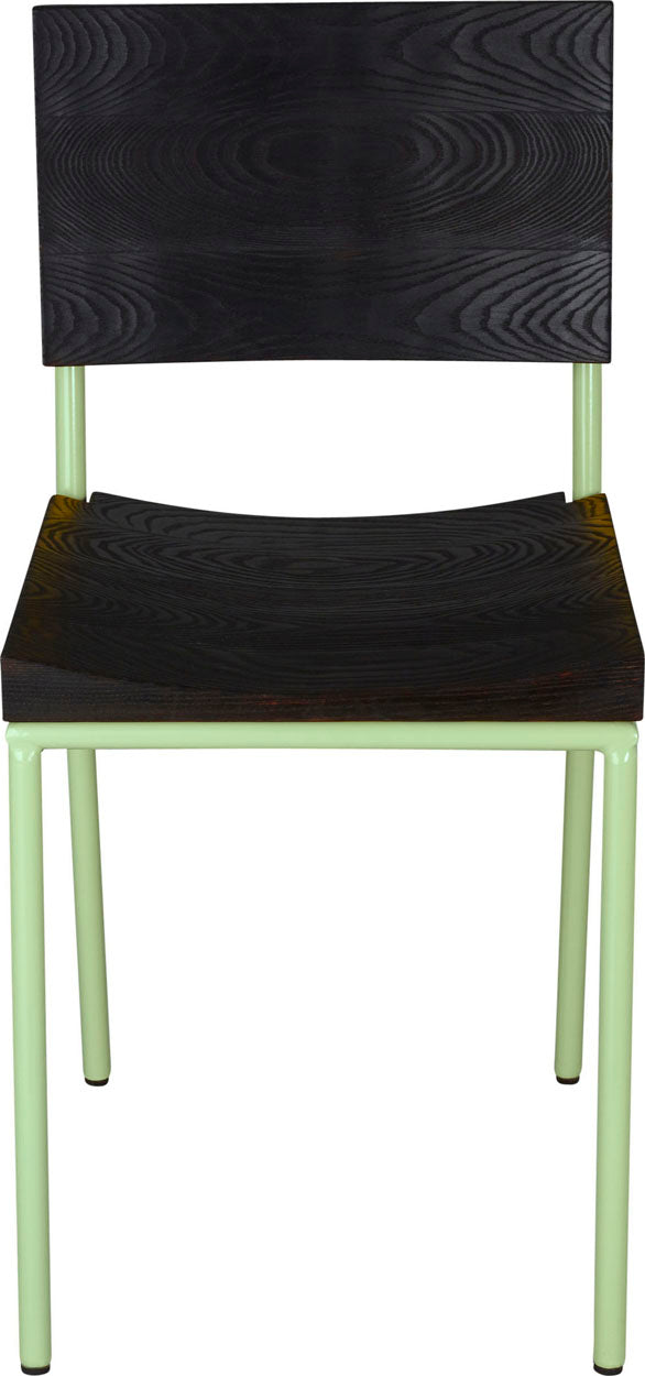 Mint green with black stain ash wood made in UK - front view round frame